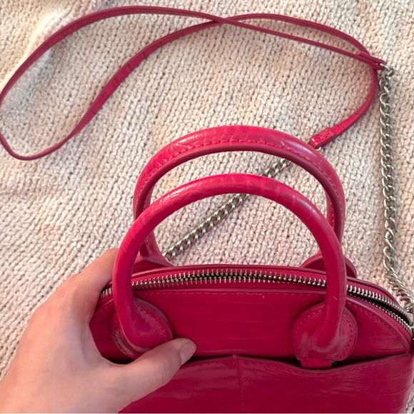 Zara Hot Pink Mini Faux Leather Croc Purse / Bag - Picture 6 of 6